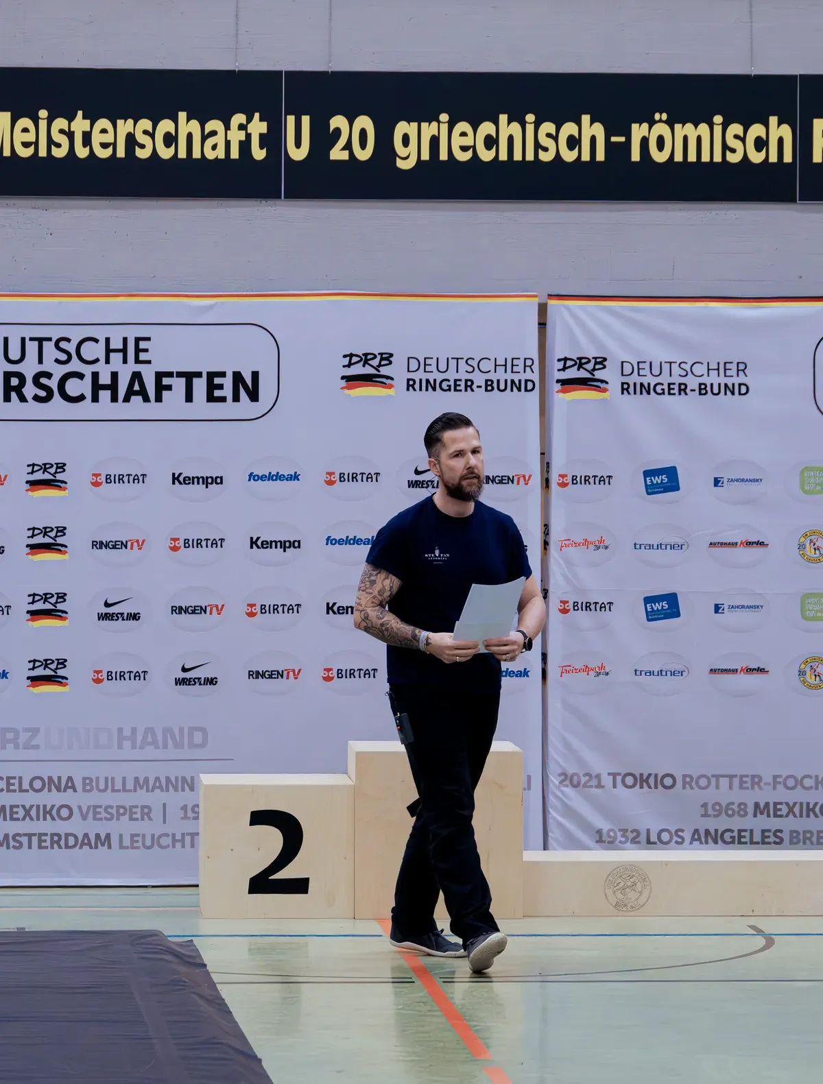 Moderator Stefan Kramberg bei den Deutschen Meisterschaften im Ringen U20